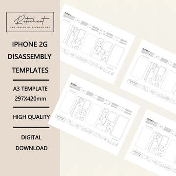 2G,3G,3GS,4,4s,5,5s,6,6s,7,8,X, teardown layout template PDF format (Digital Download File)