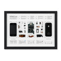 Front view of the iPhone 3G teardown frame made with original phone parts