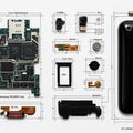 Close-up of the original iPhone 3G motherboard and smaller internal components