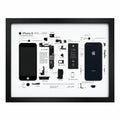 iPhone 8 teardown frame with original internal components arranged on a white background